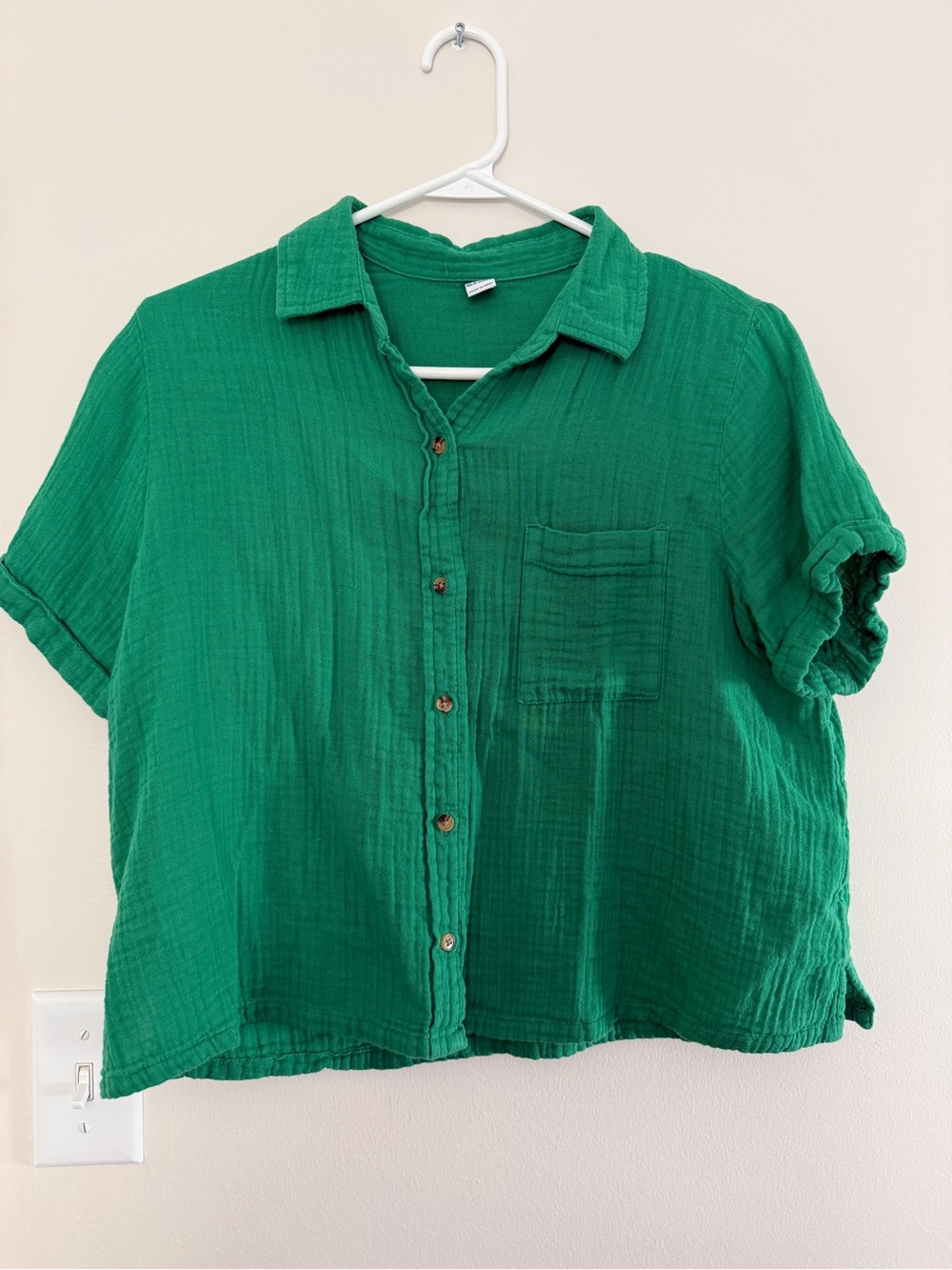 OLD NAVY Crinkle Gauze Loose Button Down Short Sleeve Shirt